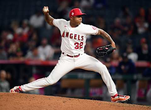 Raisel Iglesias, LA Angels. Mandatory Credit: Gary A. Vasquez-USA TODAY Sports