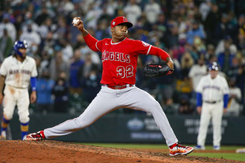 Raisel Iglesias, LA Angels. Mandatory Credit: Joe Nicholson-USA TODAY Sports