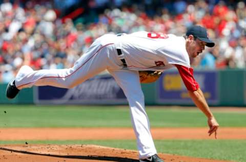 Jun 25, 2017; Boston, MA, USA; Boston Red Sox starting pitcher Doug Fister (38) delivers a pitch against the Los Angeles Angels during the first inning at Fenway Park. Mandatory Credit: Winslow Townson-USA TODAY Sports