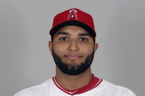 Feb 21, 2017; Tempe, AZ, USA; Los Angeles Angels pitcher Yusmeiro Petit (36) at Tempe Diablo Stadium. Mandatory Credit: Rick Scuteri-USA TODAY Sports