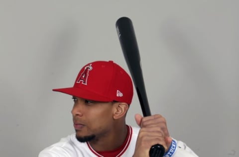 Feb 21, 2017; Tempe, AZ, USA; Los Angeles Angels center fielder Ben Revere (25) at Tempe Diablo Stadium. Mandatory Credit: Rick Scuteri-USA TODAY Sports