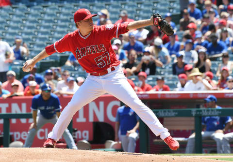 Los Angeles Angels starting pitcher Daniel Wright throws a pitch against the Toronto Blue Jays. Mandatory Credit: Richard Mackson-USA TODAY Sports