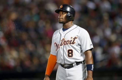 Sep 30, 2016; Atlanta, GA, USA; Detroit Tigers left fielder Justin Upton (8) walks back to third base against the Atlanta Braves in the fifth inning at Turner Field. Mandatory Credit: Brett Davis-USA TODAY Sports