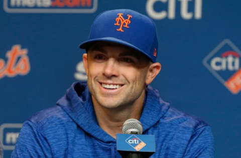 NEW YORK, NY – SEPTEMBER 13: David Wright #5 of the New York Mets speaks during a press conference prior to the first game of a double header against the Miami Marlins at Citi Field on September 13, 2018 in the Flushing neighborhood of the Queens borough of New York City. (Photo by Jim McIsaac/Getty Images)