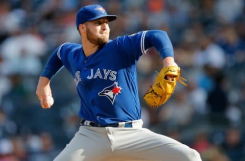 NEW YORK, NY – SEPTEMBER 15: Sean Reid-Foley #54 of the Toronto Blue Jays pitches in the first inning against the New York Yankees at Yankee Stadium on September 15, 2018 in the Bronx borough of New York City. (Photo by Jim McIsaac/Getty Images)