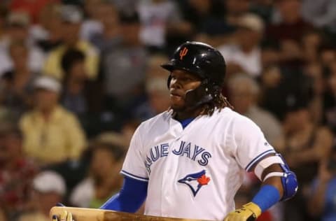 SURPRISE, AZ – NOVEMBER 03: AFL West All-Star, Vladimir Guerrero Jr #27 of the Toronto Blue Jays bats during the Arizona Fall League All Star Game at Surprise Stadium on November 3, 2018 in Surprise, Arizona. (Photo by Christian Petersen/Getty Images)