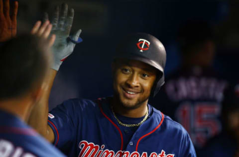 TORONTO, ON – MAY 08: Jonathan Schoop #16 (L) of the Minnesota Twins celebrates with teammates after hitting a two-run home run in the third inning during a MLB game against the Toronto Blue Jays at Rogers Centre on May 8, 2019 in Toronto, Canada. (Photo by Vaughn Ridley/Getty Images)