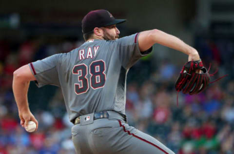 ARLINGTON, TEXAS – JULY 17: Robbie Ray #38 of the Arizona Diamondbacks pitches against the Texas Rangers in the bottom of the first inning at Globe Life Park in Arlington on July 17, 2019 in Arlington, Texas. (Photo by Tom Pennington/Getty Images)