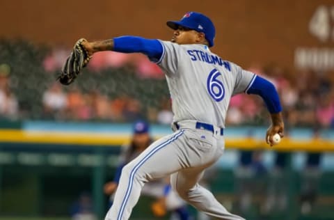 DETROIT, MI – JULY 19: Starting pitcher Marcus Stroman #6 of the Toronto Blue Jays pitches against the Detroit Tigers during a MLB game at Comerica Park on July 19, 2019 in Detroit, Michigan. (Photo by Dave Reginek/Getty Images)