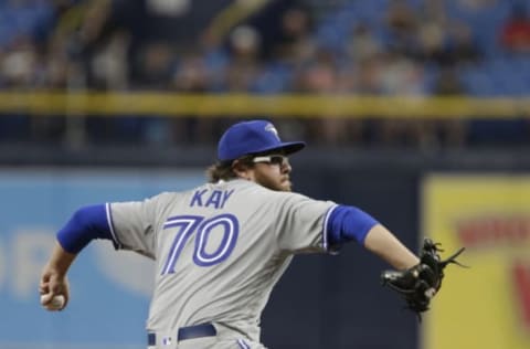 ST. PETERSBURG, FL – SEPTEMBER 7 : Anthony Kay #70 of the Toronto Blue Jays delivers a pitch in his Major League debut during the bottom of the second inning of their game against the Tampa Bay Rays at Tropicana Field on September 7, 2019 in St. Petersburg, Florida. (Photo by Joseph Garnett Jr. /Getty Images)