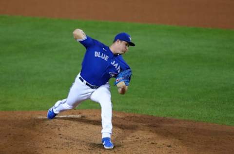 BUFFALO, NY – SEPTEMBER 25: Nate Pearson #24 of the Toronto Blue Jays throws a pitch during the fourth inning against the Baltimore Orioles at Sahlen Field on September 25, 2020 in Buffalo, New York. The Blue Jays are the home team due to the Canadian government’s policy on COVID-19, which prevents them from playing in their home stadium in Canada. (Photo by Timothy T Ludwig/Getty Images)