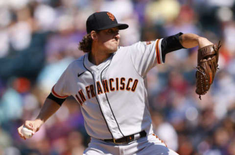 DENVER, CO – SEPTEMBER 6: Starting pitcher Kevin Gausman #34 of the San Francisco Giants delivers to home plate during the second inning against the Colorado Rockies at Coors Field on September 6, 2021 in Denver, Colorado. (Photo by Justin Edmonds/Getty Images)