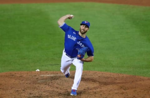 BUFFALO, NY – SEPTEMBER 12: Anthony Bass #52 of the Toronto Blue Jays throws a pitch against the New York Mets at Sahlen Field on September 12, 2020 in Buffalo, New York. (Photo by Timothy T Ludwig/Getty Images)