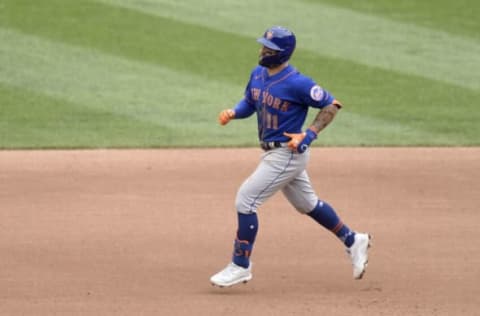 WASHINGTON, DC – SEPTEMBER 05: Kevin Pillar #11 of the New York Mets runs the bases against the Washington Nationals at Nationals Park on September 05, 2021 in Washington, DC. (Photo by G Fiume/Getty Images)