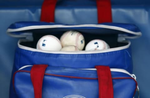 TORONTO, ON – SEPTEMBER 19: A bag of baseballs in the dugout prior to a MLB game between the Minnesota Twins and the Toronto Blue Jays at Rogers Centre on September 19, 2021 in Toronto, Ontario, Canada. (Photo by Vaughn Ridley/Getty Images)