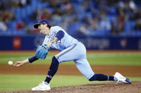 TORONTO, ON – SEPTEMBER 29: Adam Cimber #90 of the Toronto Blue Jays delivers a pitch during a MLB game against the New York Yankees at Rogers Centre on September 29, 2021 in Toronto, Ontario, Canada. (Photo by Vaughn Ridley/Getty Images)