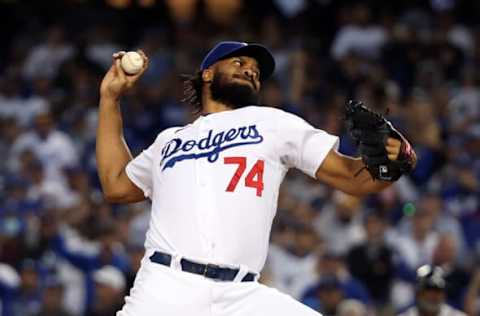 LOS ANGELES, CALIFORNIA – OCTOBER 19: Kenley Jansen #74 of the Los Angeles Dodgers pitches during the 9th inning of Game 3 of the National League Championship Series against the Atlanta Braves at Dodger Stadium on October 19, 2021 in Los Angeles, California. (Photo by Sean M. Haffey/Getty Images)