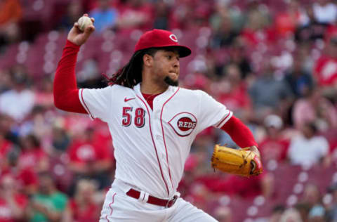 CINCINNATI, OHIO – JULY 08: Luis Castillo #58 of the Cincinnati Reds pitches in the second inning against the Tampa Bay Rays at Great American Ball Park on July 08, 2022 in Cincinnati, Ohio. (Photo by Dylan Buell/Getty Images)