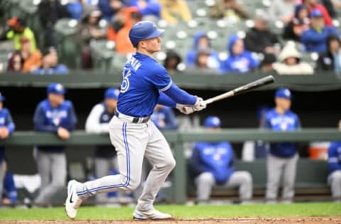 BALTIMORE, MARYLAND – OCTOBER 05: Matt Chapman #26 of the Toronto Blue Jays bats against the Baltimore Orioles during game two of a doubleheader at Oriole Park at Camden Yards on October 05, 2022 in Baltimore, Maryland. (Photo by G Fiume/Getty Images)