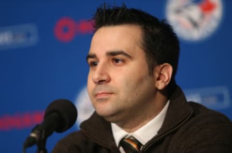 TORONTO, CANADA – JANUARY 17: General manager Alex Anthopoulos of the Toronto Blue Jays at a press conference introducing Jose Reyes #7 at Rogers Centre on January 17, 2013 in Toronto, Ontario, Canada. (Photo by Tom Szczerbowski/Getty Images)