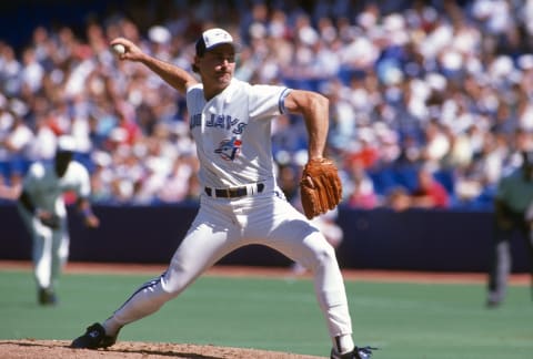 TORONTO, ON – CIRCA 1990: Dave Stieb #37 of the Toronto Blue Jays pitches during an Major League Baseball game circa 1990 at Exhibition Stadium in Toronto, Ontario. Stieb played for the Blue Jays from 1979-92. (Photo by Focus on Sport/Getty Images)