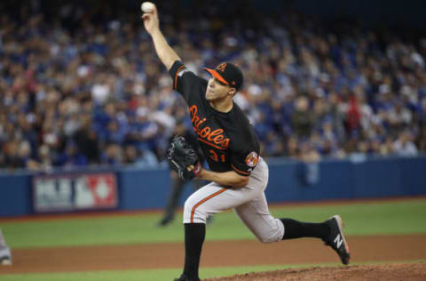 TORONTO, ON – OCTOBER 04: Ubaldo Jimenez #31 of the Baltimore Orioles delivers a pitch in the eleventh inning against the Toronto Blue Jays in the American League Wild Card game at Rogers Centre on October 4, 2016 in Toronto, Canada. (Photo by Tom Szczerbowski/Getty Images)