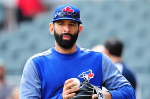 ATLANTA, GA – MAY 17: Jose Bautista #19 of the Toronto Blue Jays warms up before the game against the Atlanta Braves at SunTrust Park on May 17, 2017 in Atlanta, Georgia. (Photo by Scott Cunningham/Getty Images)