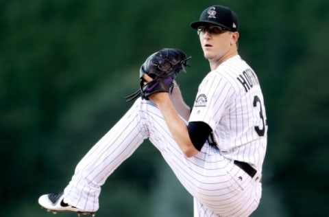 DENVER, CO – AUGUST 01: Starting pitcher Jeff Hoffman #34 of the Colorado Rockies throws in the first inning against the New York Mets at Coors Field on August 1, 2017 in Denver, Colorado. (Photo by Matthew Stockman/Getty Images)