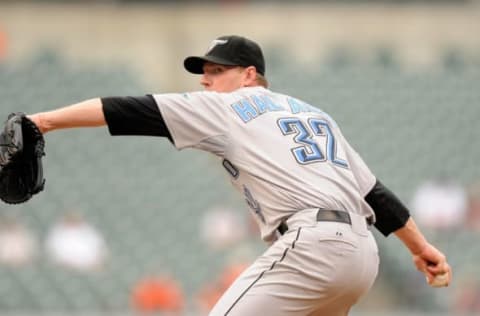 BALTIMORE – MAY 27: Roy Halladay #32 of the Toronto Blue Jays pitches against the Baltimore Orioles at Camden Yards on May 27, 2009 in Baltimore, Maryland. (Photo by G Fiume/Getty Images)