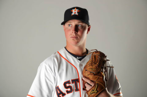 WEST PALM BEACH, FL – FEBRUARY 21: Trent Thornton #67 of the Houston Astros poses for a portrait at The Ballpark of the Palm Beaches on February 21, 2018 in West Palm Beach, Florida. (Photo by Streeter Lecka/Getty Images)