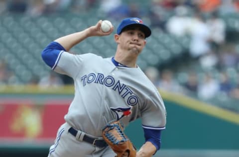 DETROIT, MI – JUNE 3: Aaron Sanchez #41 of the Toronto Blue Jays pitches during the first inning of the game against the Detroit Tigers at Comerica Park on June 3, 2018 in Detroit, Michigan. (Photo by Leon Halip/Getty Images)