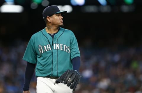 SEATTLE, WA – JULY 06: Felix Hernandez #34 of the Seattle Mariners walks off the field after pitching in the fifth inning against the Colorado Rockies at Safeco Field on July 6, 2018 in Seattle, Washington. Hernandez gave up three runs in five innings. (Photo by Lindsey Wasson/Getty Images)