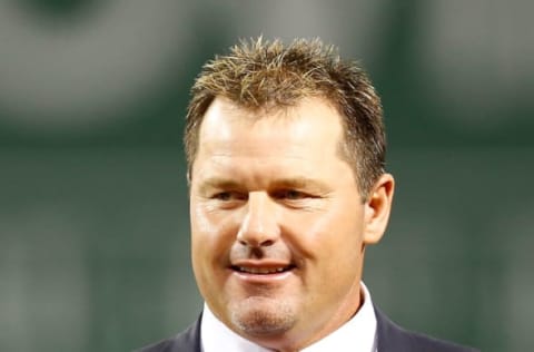 BOSTON, MA – SEPTEMBER 26: Former Boston Red Sox player Roger Clemens is honored during a ceremony for the All Fenway Park Team prior to the game against the Tampa Bay Rays on September 26, 2012 at Fenway Park in Boston, Massachusetts. (Photo by Jared Wickerham/Getty Images)