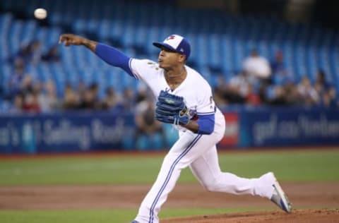 TORONTO, ON – MAY 8: Marcus Stroman #6 of the Toronto Blue Jays delivers a pitch in the first inning during MLB game action against the Seattle Mariners at Rogers Centre on May 8, 2018 in Toronto, Canada. (Photo by Tom Szczerbowski/Getty Images)