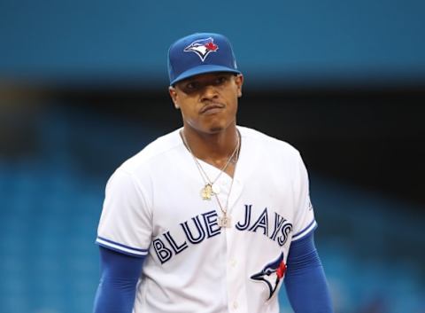 TORONTO, ON – JUNE 29: Marcus Stroman #6 of the Toronto Blue Jays in the fourth inning during MLB game action against the Detroit Tigers at Rogers Centre on June 29, 2018 in Toronto, Canada. (Photo by Tom Szczerbowski/Getty Images)