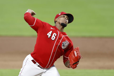 CINCINNATI, OH – JULY 21: Pedro Strop #46 of the Cincinnati Reds pitches in the eighth inning of an exhibition game against the Detroit Tigers at Great American Ball Park on July 21, 2020 in Cincinnati, Ohio. The Reds defeated the Tigers 9-7. (Photo by Joe Robbins/Getty Images)