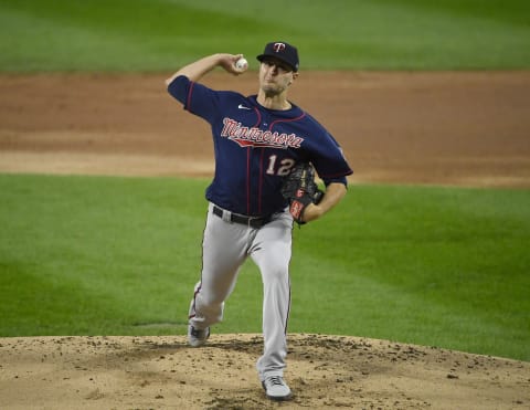 CHICAGO, ILLINOIS – SEPTEMBER 16: Starting pitcher Jake Odorizzi #12 of the Minnesota Twins throws the baseball in the first inning against the Chicago White Sox at Guaranteed Rate Field on September 16, 2020 in Chicago, Illinois. (Photo by Quinn Harris/Getty Images)