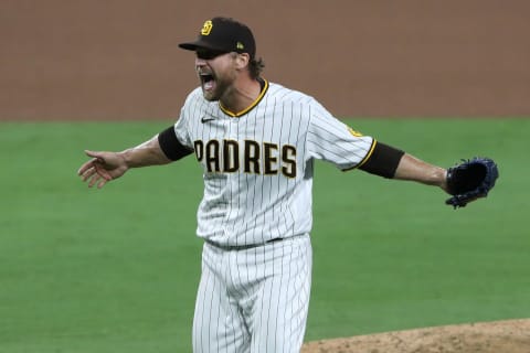 SAN DIEGO, CALIFORNIA – OCTOBER 02: Trevor Rosenthal #47 of the San Diego Padres celebrates a series win against the St. Louis Cardinals following Game Three of the National League Wild Card Series at PETCO Park on October 02, 2020 in San Diego, California. (Photo by Sean M. Haffey/Getty Images)