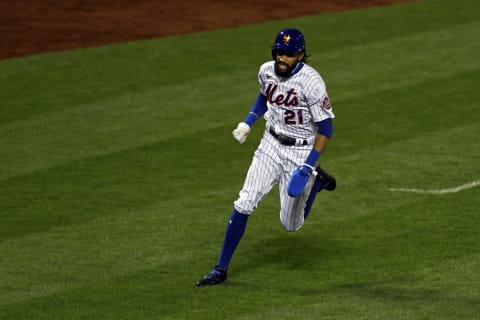 NEW YORK, NY – AUGUST 26: Billy Hamliton #21 of the New York Mets in action during the eighth inning against the Miami Marlins at Citi Field on August 26, 2020 in the Flushing neighborhood of the Queens borough of New York City. (Photo by Adam Hunger/Getty Images)