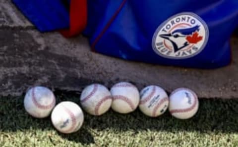 LAKELAND, FLORIDA – MARCH 04: General view of baseballs in the Toronto Blue Jays bullpen during a spring training game between the Toronto Blue Jays and the Detroit Tigers at Publix Field at Joker Marchant Stadium on March 04, 2021 in Lakeland, Florida. (Photo by Douglas P. DeFelice/Getty Images)