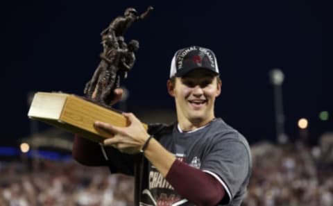 OMAHA, NEBRASKA – JUNE 30: Will Bednar #24 of the Mississippi St. celebrates after being named series MVP after Mississippi St. beat Vanderbilt 9-0 during game three of the College World Series Championship at TD Ameritrade Park Omaha on June 30, 2021 in Omaha, Nebraska. (Photo by Sean M. Haffey/Getty Images)