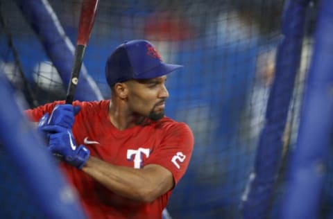 TORONTO, ON – APRIL 09: Marcus Semien #2 of the Texas Rangers warms up during batting practice ahead of their game against the Texas Rangers at Rogers Centre on April 9, 2022 in Toronto, Canada. (Photo by Cole Burston/Getty Images)