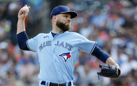 DETROIT, MI – JUNE 11: David Phelps #35 of the Toronto Blue Jays pitches against the Detroit Tigers during the seventh inning at Comerica Park on June 11, 2022, in Detroit, Michigan. (Photo by Duane Burleson/Getty Images)