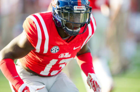 OXFORD, MS – SEPTEMBER 27: Defensive back Anthony Alford #13 of the Mississippi Rebels warms up prior to their game against the Memphis Tigers on September 27, 2014 at Vaught-Hemingway Stadium in Oxford, Mississippi. The Mississippi Rebels defeated the Memphis Tigers 24-3. (Photo by Michael Chang/Getty Images)