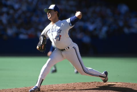 TORONTO, ON – CIRCA 1989: Jimmy Key #22 of the Toronto Blue Jays pitches during an Major League Baseball game circa 1989 at Exhibition Stadium in Toronto, Ontario. Key played for the Blue Jays from 1984-92. (Photo by Focus on Sport/Getty Images)