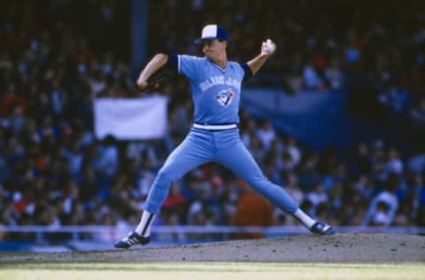 DETROIT, MI – CIRCA 1989: Jimmy Key #22 of the Toronto Blue Jays pitches against the Detroit Tigers during a Major League Baseball game circa 1989 at Tiger Stadium in Detroit, Michigan . Key played for the Blue Jays from 1984-92. (Photo by Focus on Sport/Getty Images)