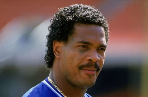 OAKLAND, CA – 1988: George Bell #11 of the Toronto Blue Jays looks on during a 1988 game against the Oakland Athletics at the Oakland-Alameda Coliseum in Oakland, California. (Photo by Otto Greule Jr/Getty Images)