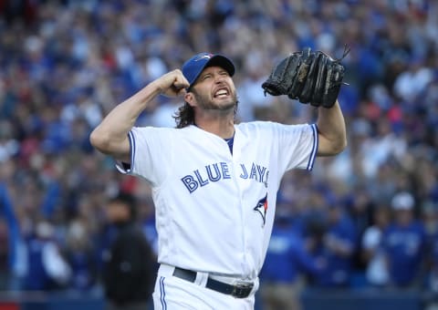 TORONTO, CANADA – SEPTEMBER 24: Jason Grilli #37 of the Toronto Blue Jays celebrates after getting the last out of the eighth inning during MLB game action against the New York Yankees on September 24, 2016 at Rogers Centre in Toronto, Ontario, Canada. (Photo by Tom Szczerbowski/Getty Images)