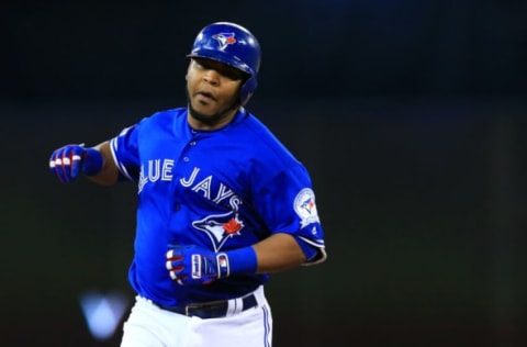 TORONTO, ON – OCTOBER 9: Edwin Encarnacion #10 of the Toronto Blue Jays runs the bases after hitting a two run home run in the first inning against the Texas Rangers during game three of the American League Division Series at Rogers Centre on October 9, 2016 in Toronto, Canada. (Photo by Vaughn Ridley/Getty Images)