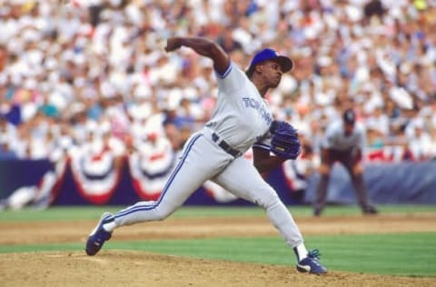 SAN DIEGO, CA – JULY 1992: Juan Guzman #66 of the Toronto Blue Jays pitching to the National League at Jack Murphy Stadium during the 1992 All-Star Game on July 14, l992 in San Diego, California. The American League defeated the National League 13-6. (Photo by Ronald C. Modra/Getty Images)